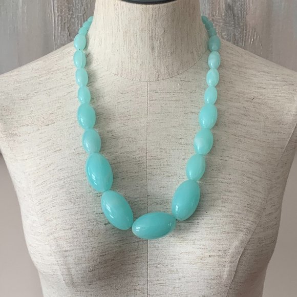 Robins Egg Blue beaded statement chunky necklace - Picture 1 of 8